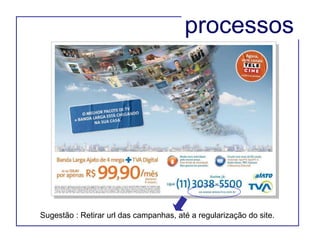 Sugestão : Retirar url das campanhas, até a regularização do site. processos 