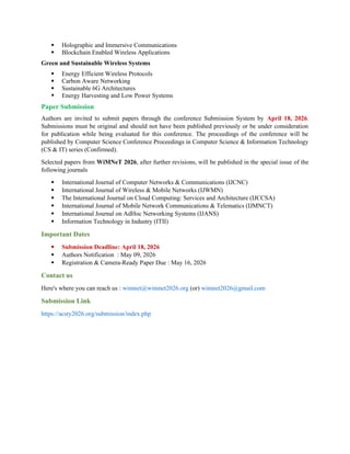 Call for Papers - 13th International Conference on Wireless and Mobile ...