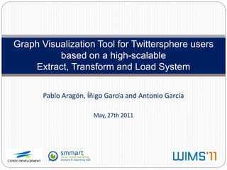 Graph Visualization Tool for Twittersphere users
          based on a high-scalable
    Extract, Transform and Load System

       Pablo Aragón, Íñigo García and Antonio García

                       May, 27th 2011
 