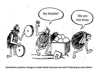 Sometimes systems change is made harder because we aren’t listening to each other!
 