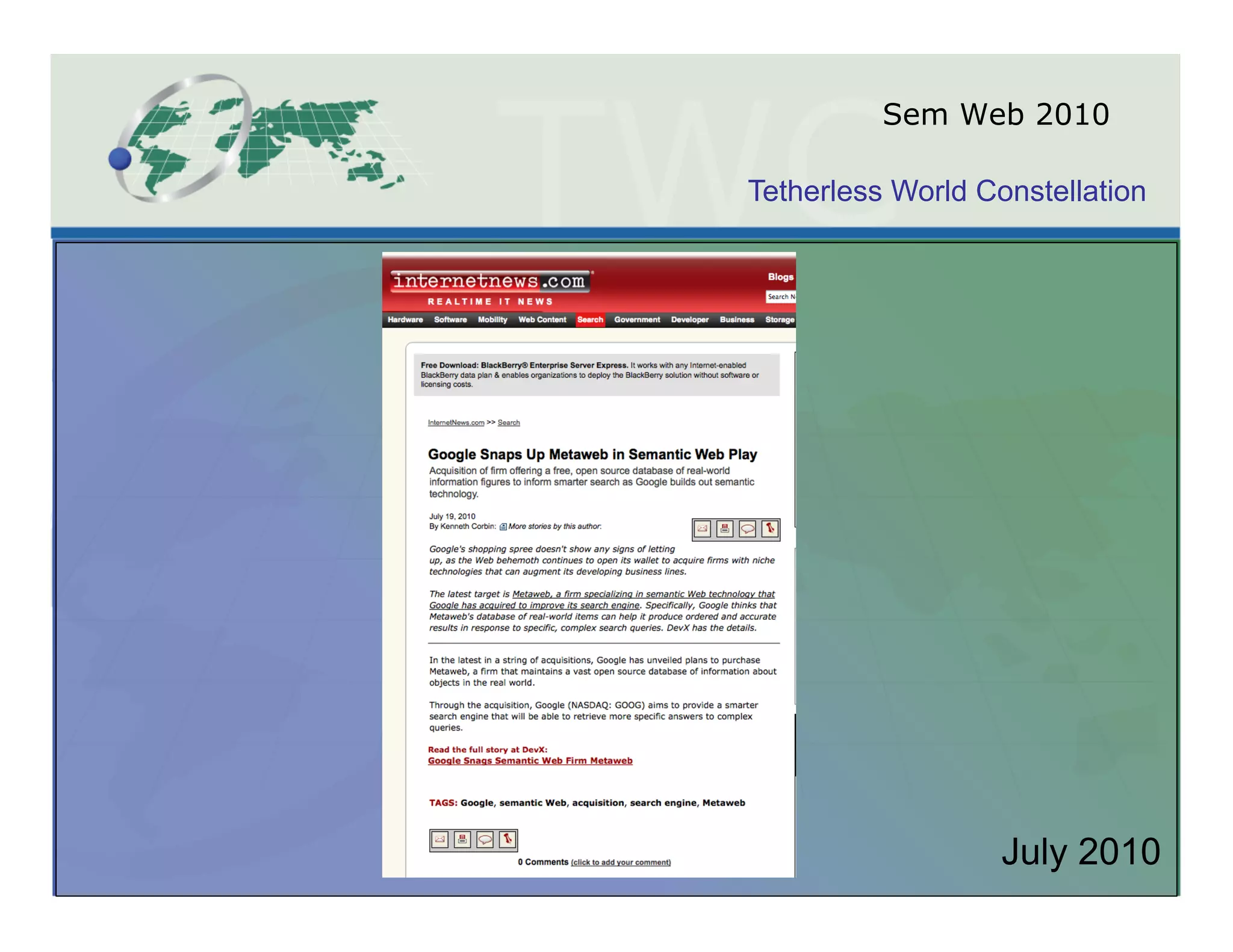 Sem Web 2010

Tetherless World Constellation




                   July 2010
 