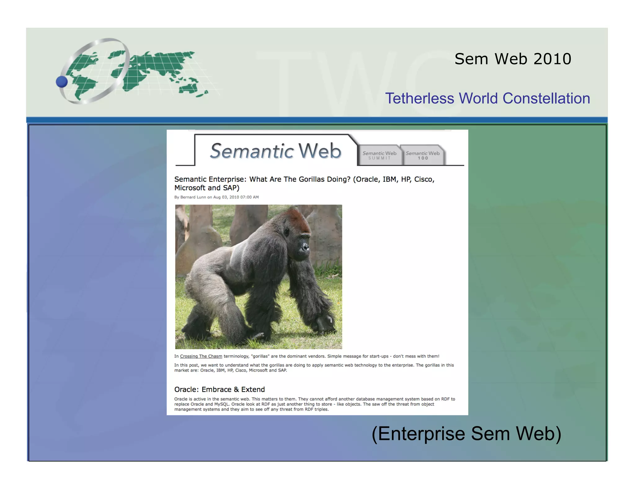 Sem Web 2010

 Tetherless World Constellation




(Enterprise Sem Web)
 