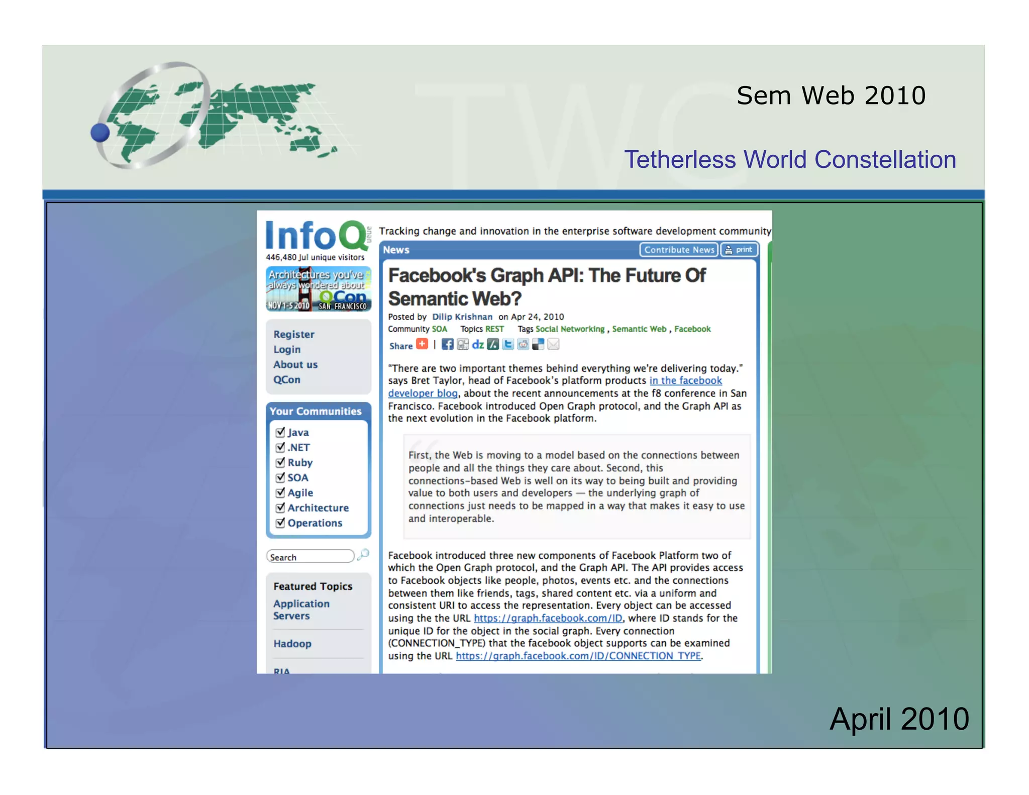 Sem Web 2010

Tetherless World Constellation




                  April 2010
 