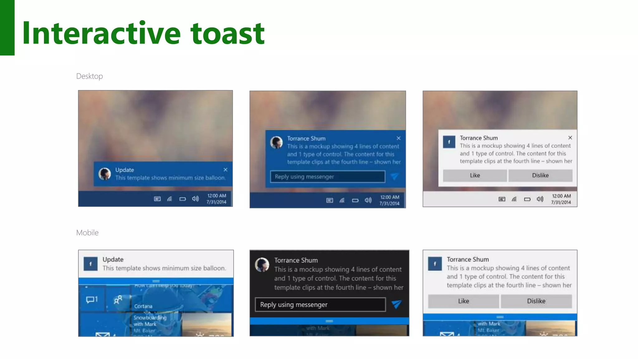 Interactive toast 