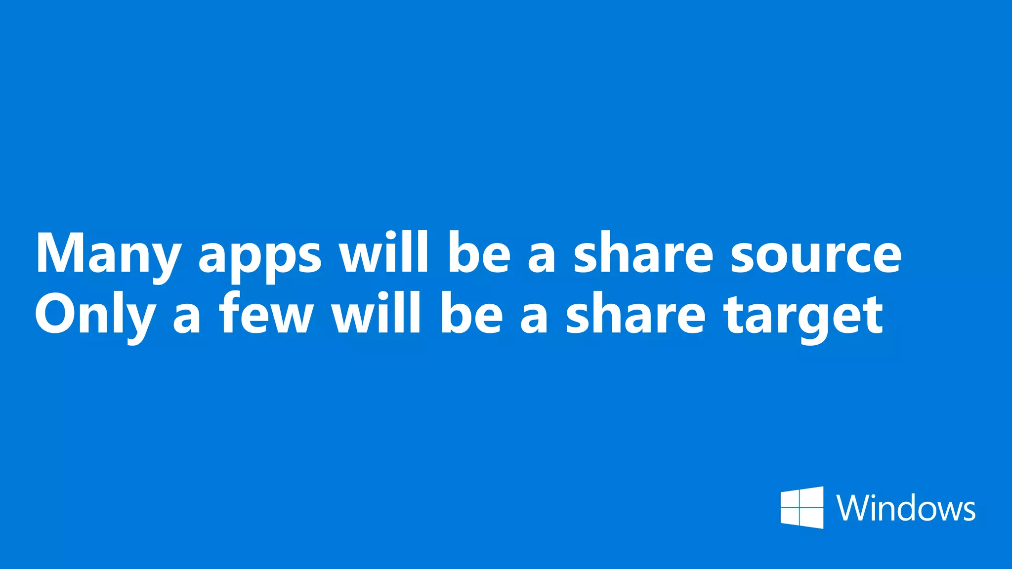 Many apps will be a share source Only a few will be a share target 