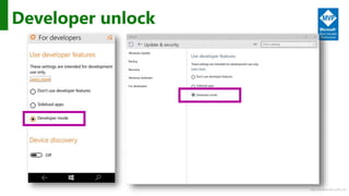 http://windows.Microsoft.com
Developer unlock
 
