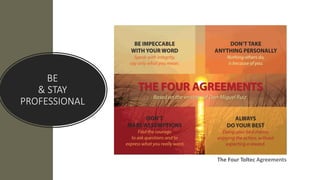 BE
& STAY
PROFESSIONAL
The Four Toltec Agreements
 
