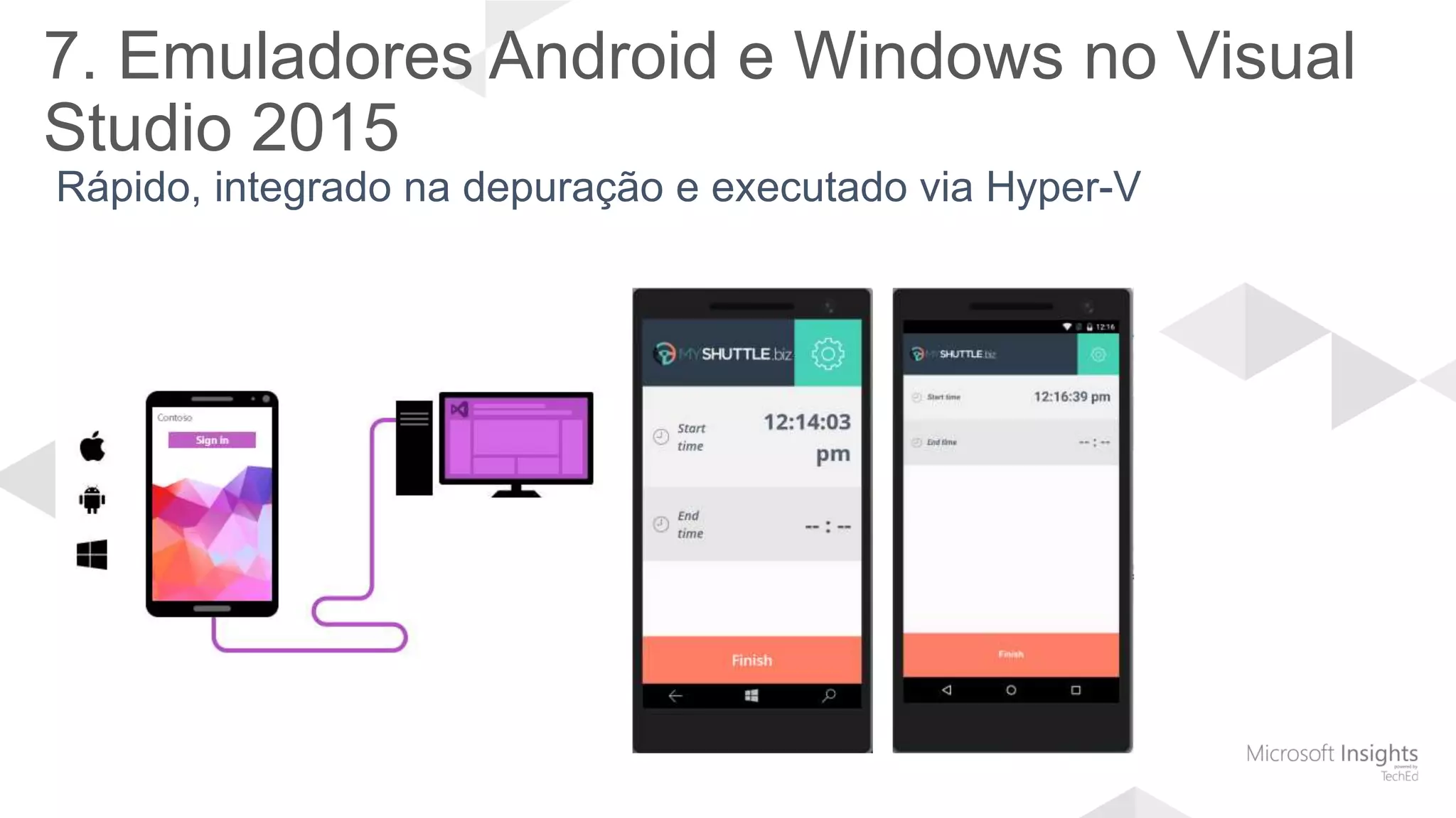 7. Emuladores Android e Windows no Visual
Studio 2015
 
