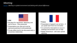 Meeting
Source : Working in a global environment and dealing with cultural differences
 