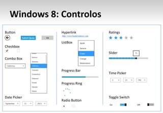 Windows 8: Controlos
 