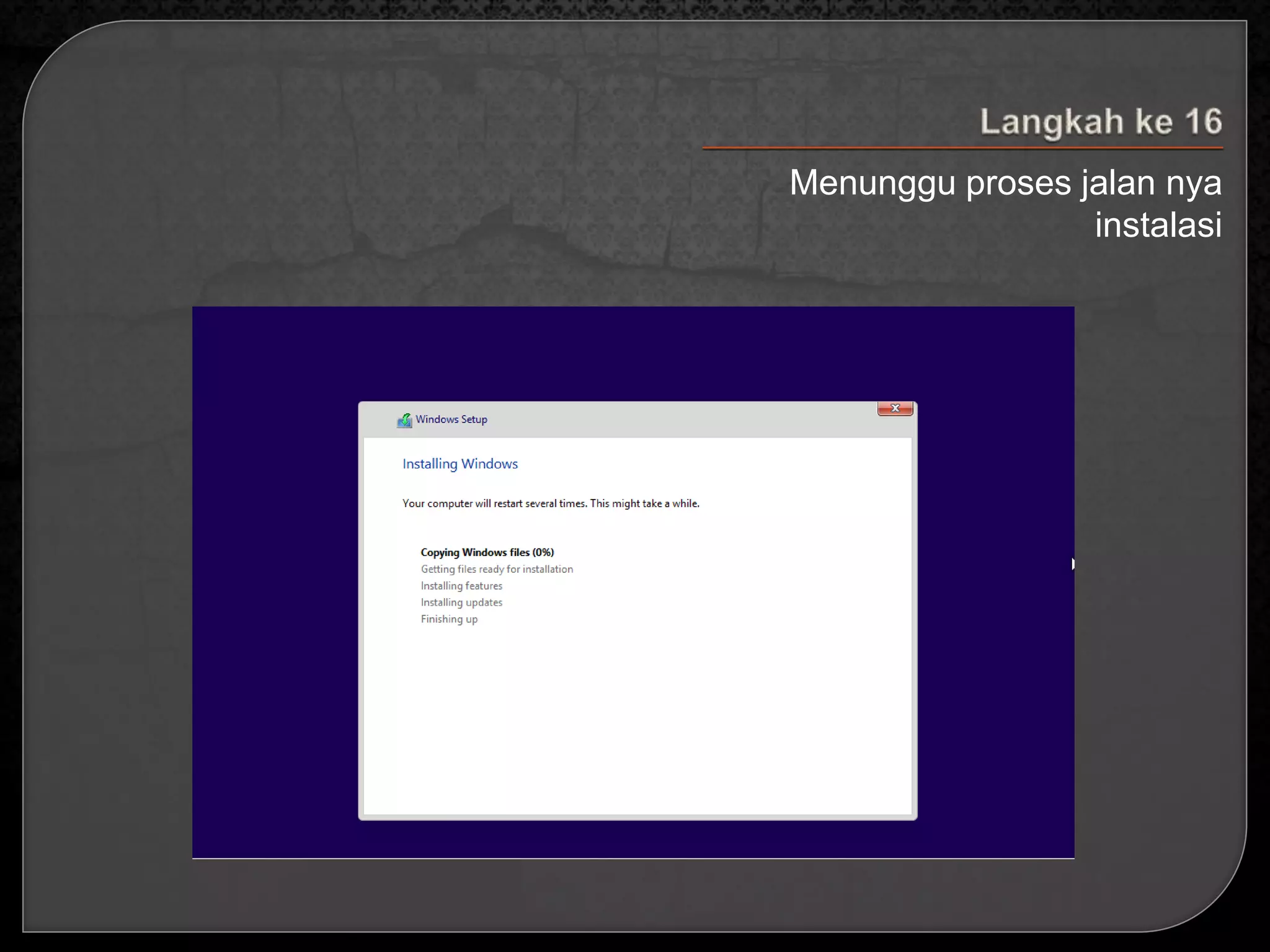 Menunggu proses jalan nya 
instalasi 
 