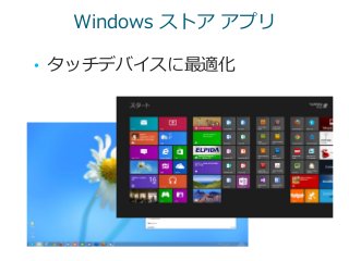 Windows ストア アプリ
• タッチデバイスに最適化
 