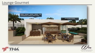 Lounge Gourmet 
LOUNGE GOURMET 
GAZEBO GOURMET EXTERNO COBERTO, COM 
CHURRASQUEIRA À CARVÃO E FORNO DE PIZZA. 
ESPAÇO PARA 25 PESSOAS 
 