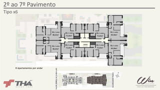 2º ao 7º Pavimento 
Tipo x6 
8 Apartamentos por andar 
3Q (1 suíte) 
88,63m² 
2Q (1 suíte) 
73,65m² 
3Q (1 suíte) 
89,50m² 
3Q (1 suíte) 
89,50m² 
3Q (1 suíte) 
88,63m² 
2Q (1 suíte) 
73,65m² 
2Q (1 suíte) 
73,65m² 
2Q (1 suíte) 
73,65m² 
RUA DR. PEDRO A. M. B. MONCLARO 
RUA BRIGADEIRO FRANCO 
TORRE B TORRE A 
 