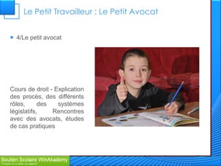 Le Petit Travailleur : Le Petit Avocat


 4/Le petit avocat




Cours de droit - Explication
des procès, des différents
rôles,      des   systèmes
législatifs,    Rencontres
avec des avocats, études
de cas pratiques
 
