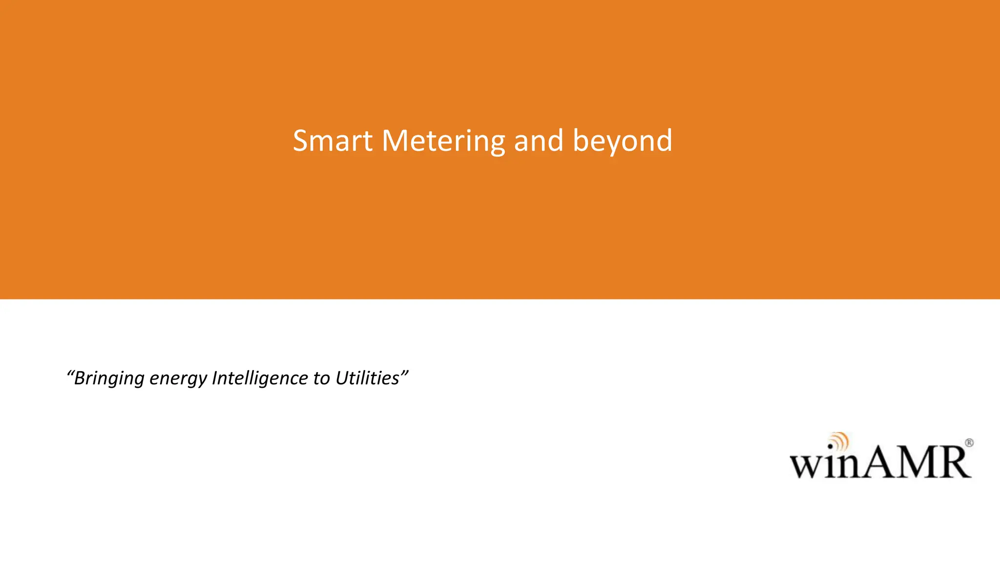 Smart Metering and beyond
“Bringing energy Intelligence to Utilities”
 