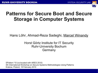 Patterns for Secure Boot and Secure Storage in Computer Systems | PDF