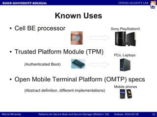 Patterns for Secure Boot and Secure Storage in Computer Systems | PDF