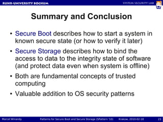 Patterns for Secure Boot and Secure Storage in Computer Systems | PPT