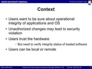 Patterns for Secure Boot and Secure Storage in Computer Systems | PDF