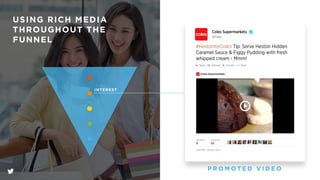 USING RICH MEDIA
THROUGHOUT THE
FUNNEL
CAMPAIGN
W E B S I T E C A R D
@SingaporeAir
Singapore Airlines
Book early and ﬂy to Europe on Singapore
Airlines now!
Book early and ﬂy to Europe on Singapore
Airlines now!
Book Now
 