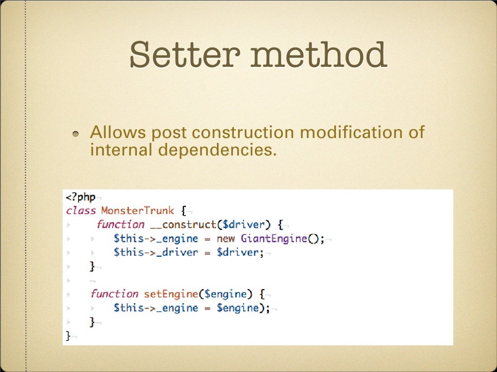 Setter method Allows post construction