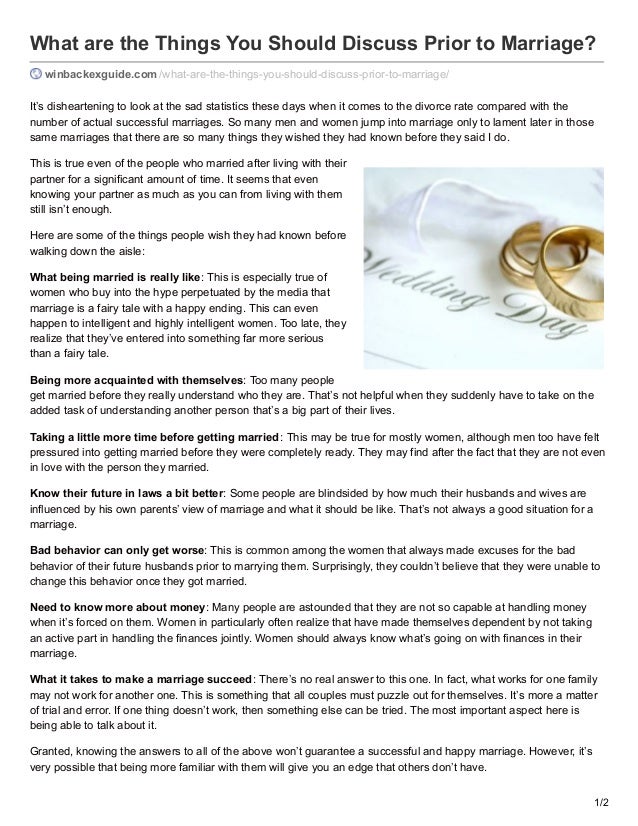 What Are The Things You Should Discuss Prior To Marriage