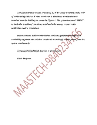 POWER SYSTEMS PROJECTS ABSTRACT-Wind solar energy -hybrid power ...