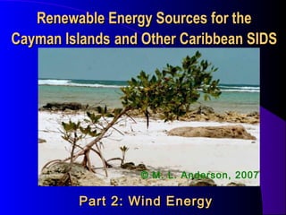Renewable Energy Sources for the
Cayman Islands and Other Caribbean SIDS

© M. L. Anderson, 2007

Part 2: Wind Energy

 