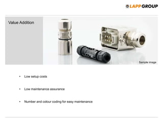 • Low setup costs
• Low maintenance assurance
• Number and colour coding for easy maintenance
Value Addition
Sample image
 