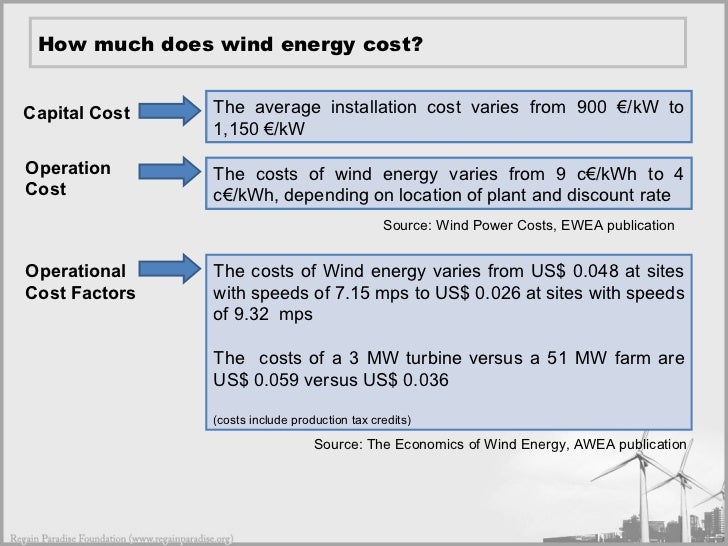 overview of wind energy wind energy cost