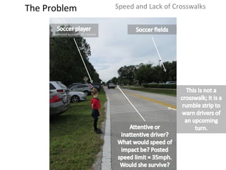 The Problem Speed and Lack of Crosswalks 