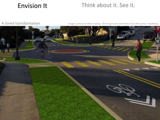 Envision It Think about it. See it. A street transformation Images courtesy the WALC Institute, TDC Design Studio and Vitality City by Blue Zones | Healthways 