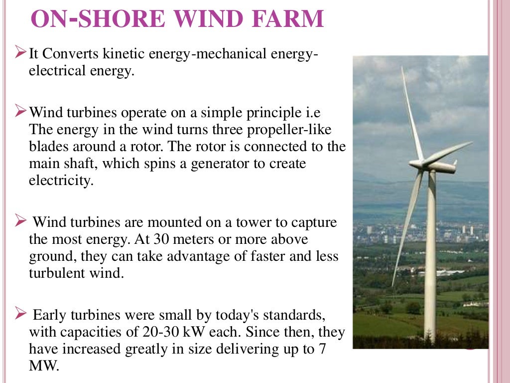 Different types of wind farms