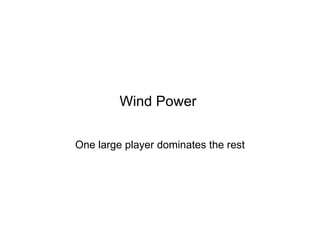 Wind Power  One large player dominates the rest 