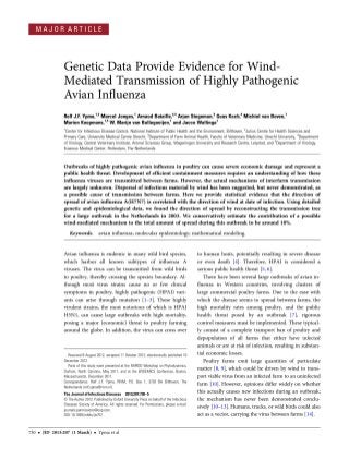 Wind mediated transmission of High Pathogen Avian Influenza