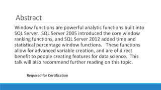 Window functions for Data Science | PDF