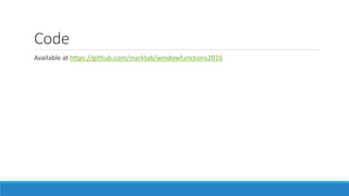 Window functions for Data Science | PDF