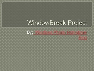 By: Windows Phone Homebrew
Blog
1
 