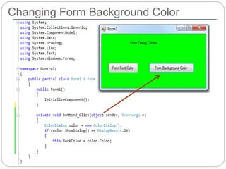 Changing Form Background Color
 