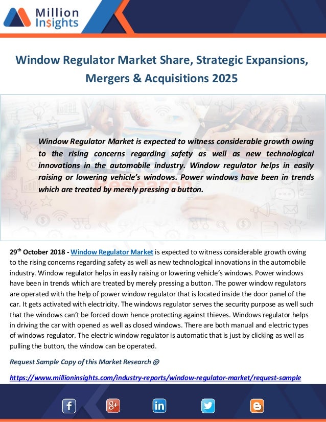 Window Regulator Market Share, Strategic Expansions, Mergers