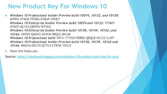 Free Windows 10 Product Key 100 Working