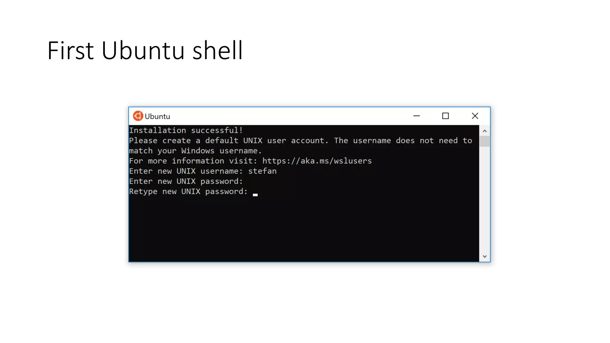 First Ubuntu shell
 