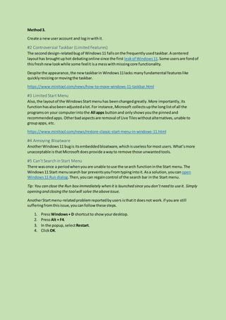 windows 11 bugs errors issues problems | DOCX | Operating Systems ...