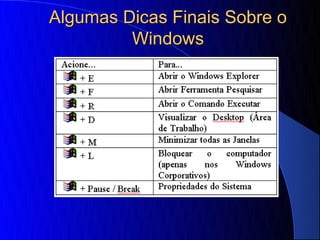 Algumas Dicas Finais Sobre o
         Windows
 