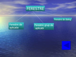 FERESTRE Ferestre de aplicatie Ferestre grup de aplicatii Ferestre de dialog 