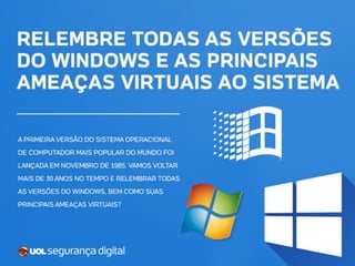 Relembre todas as versões do Windows e as principais ameaças virtuais ao sistema