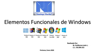 Elementos Funcionales de Windows
Realizado Por:
Br. Guillermo León L.
C.I.: 30.209.315
Porlamar, Enero 2020
 