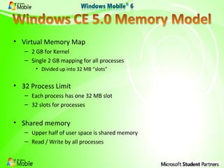 Virtual Memory Map 2 GB for Kernel  Single 2 GB mapping for all processes Divided up into 32 MB “slots” 32 Process Limit Each process has one 32 MB slot 32 slots for processes Shared memory Upper half of user space is shared memory Read / Write by all processes 