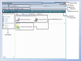 Janela relativa ao ícone  O meu computador 